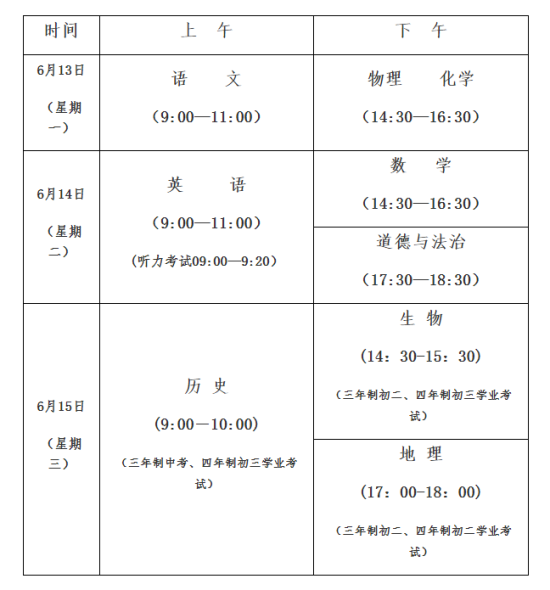 济宁市2024年初中学业水平考试时间确定
