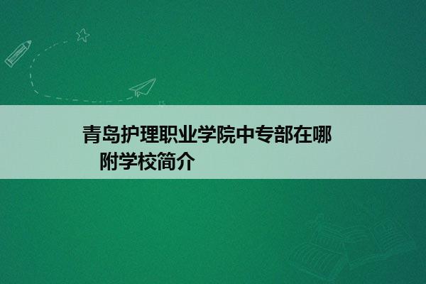 青岛护理职业学院中专部在哪     附学校简介