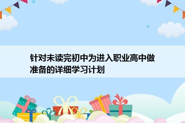 针对未读完初中为进入职业高中做准备的详细学习计划